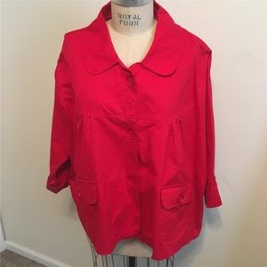 Finejeans Red Cotton Blend Swing Jacket